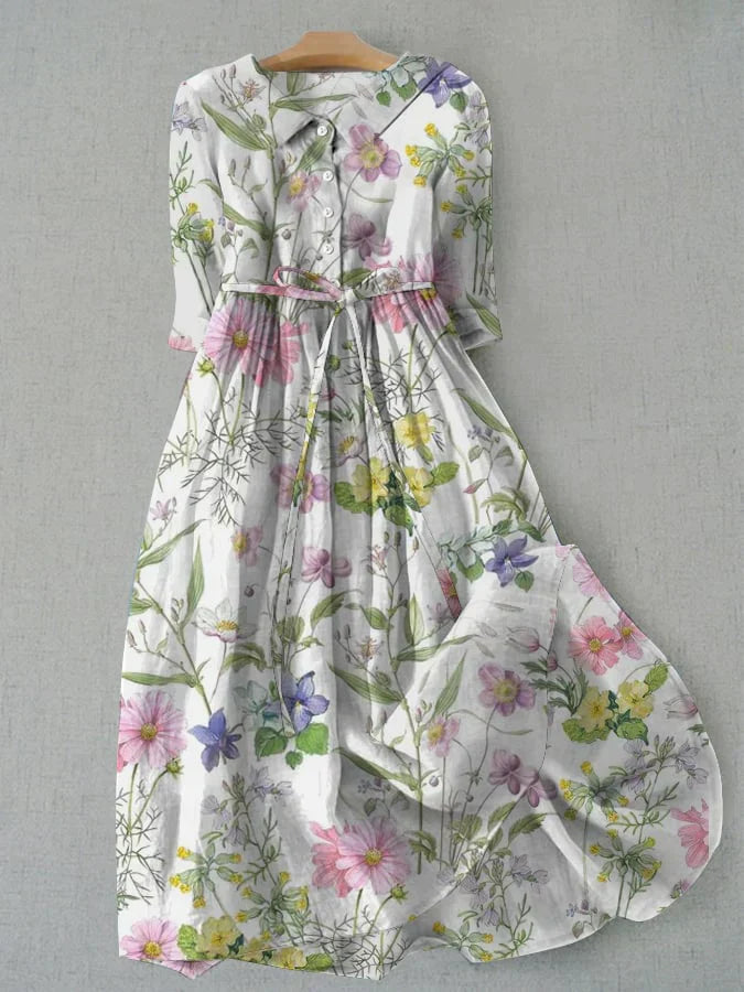 Vrouwelijke Bloemenprint Jurk Floral Vintage Stijl - Mode Vibes