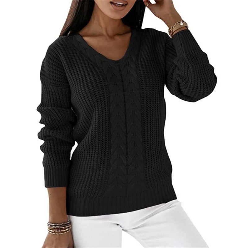 Dames Trui Gebreid V-hals Met Twist Detail