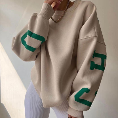 Dames Oversized Trui met Tekstprint voor Dagelijks Gebruik - Mode Vibes