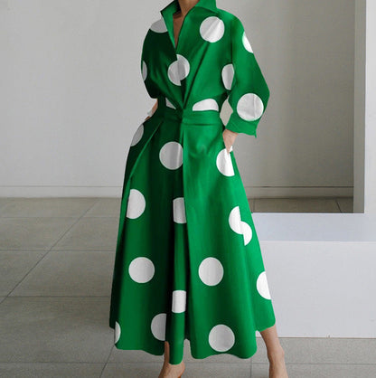 Dames Jurk met Overhemdkraag Elegante Stijl