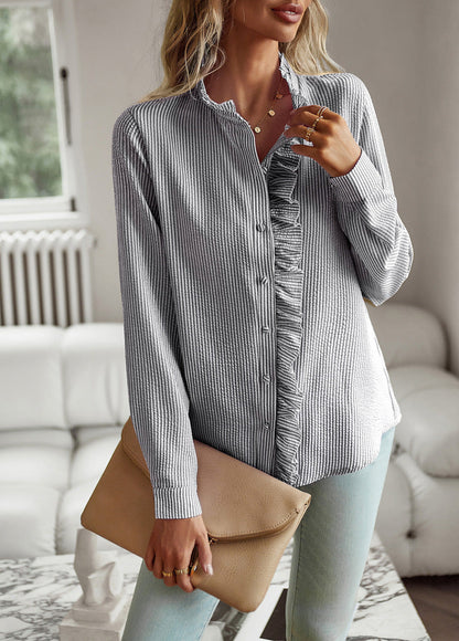 Dames Blouse Fijn Geweven Elegante Ruches Helena