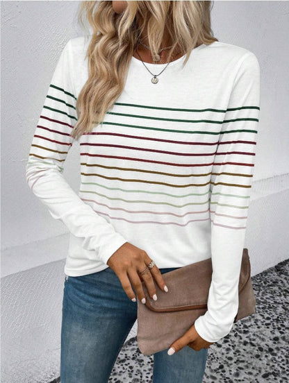 Dames T-shirt Lange Mouwen Streepjes Basic Stijlvol