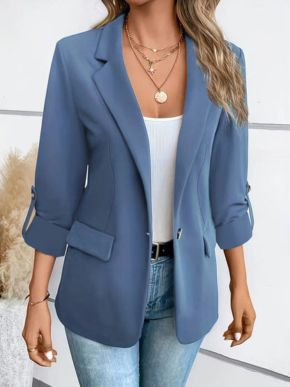 Dames Blazer Lange MouwWarm Donkerblauw voor Herfst en Winter
