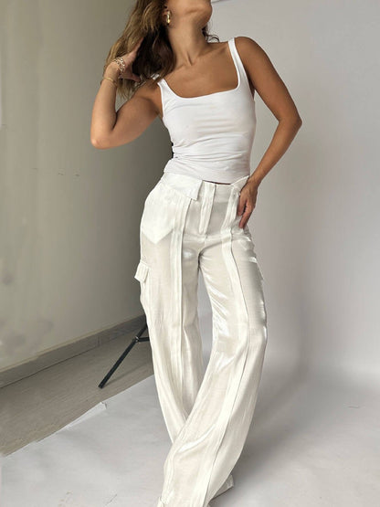 Vrouwen Pantalon Glitter Wijd Met Taillekoord - Mode Vibes