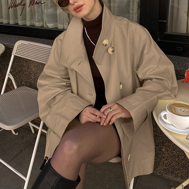 Dames Korte Trenchcoat Luxe Trendy Stijl
