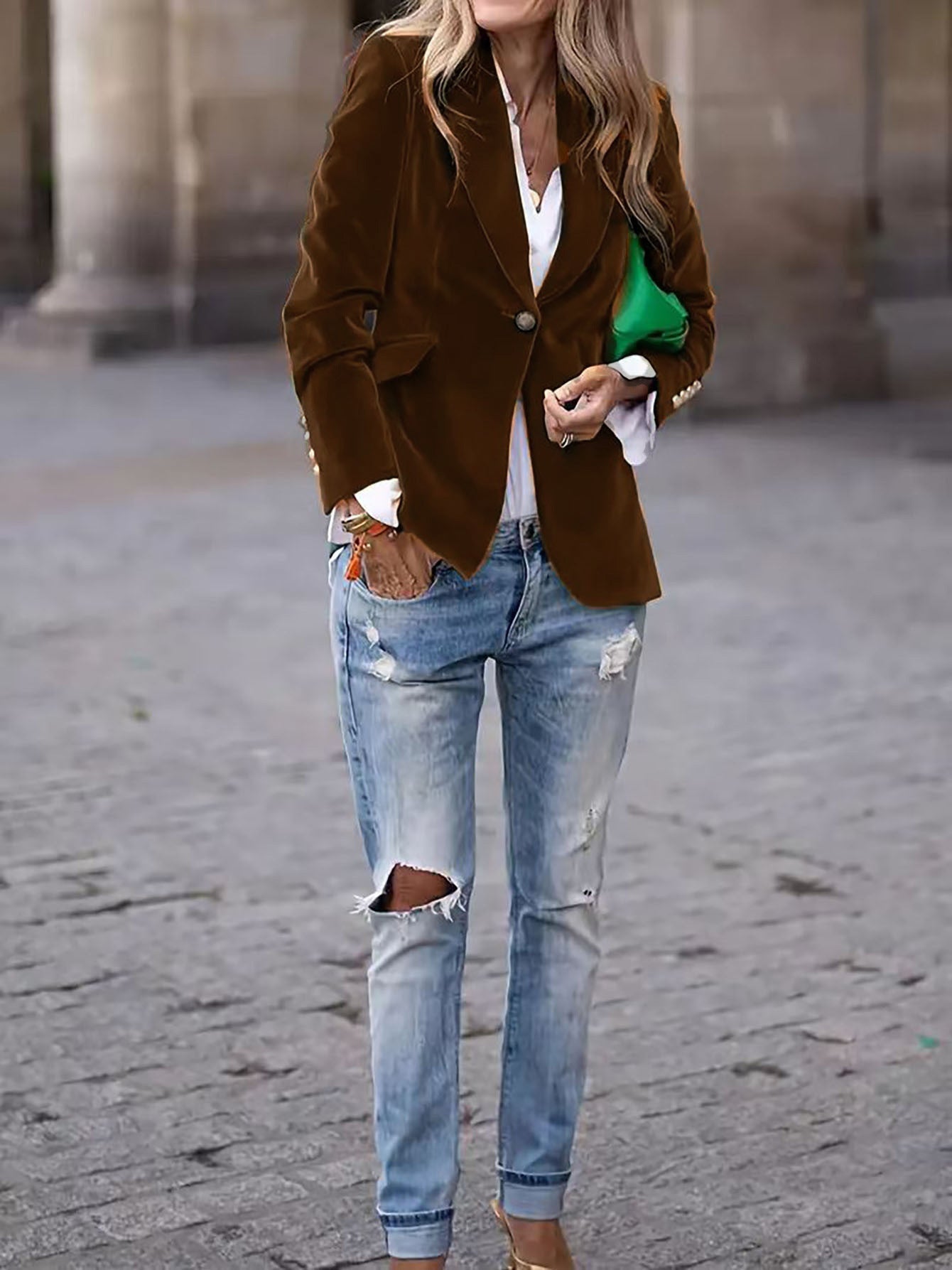Dames Blazer Fluwelen Trendy Look