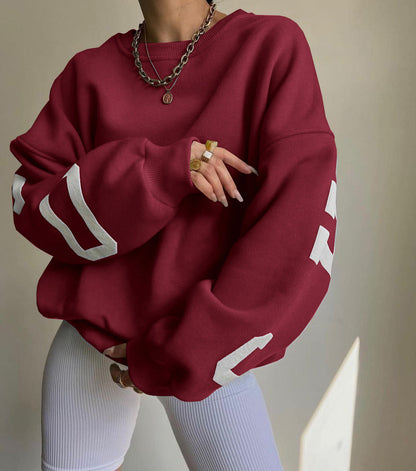 Dames Oversized Trui met Tekstprint voor Dagelijks Gebruik