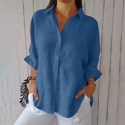 Dames Blouse Luchtige Knoopsluiting Zomerse Stijl