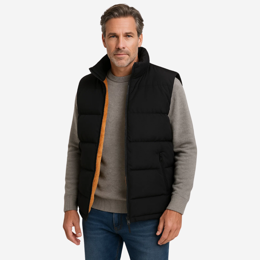 Heren Bodywarmer Thermo Gevoerd met Staande Kraag
