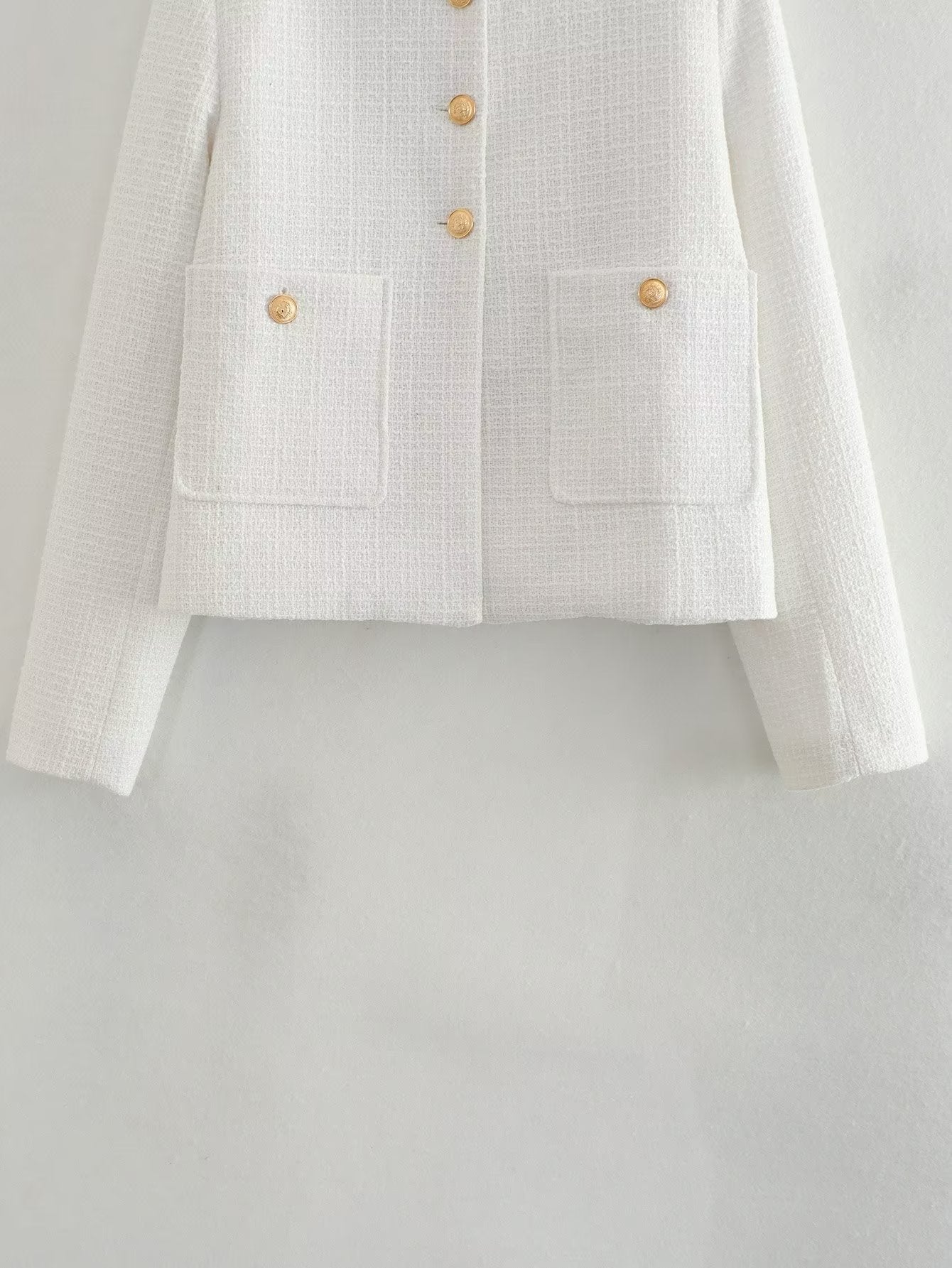 Dames Jas Bouclé Gouden Knopen Luxe Bessie