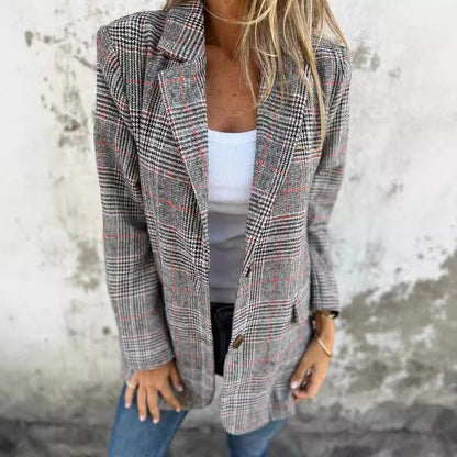 Dames Blazer Geruit Elegante Trendy Jasje