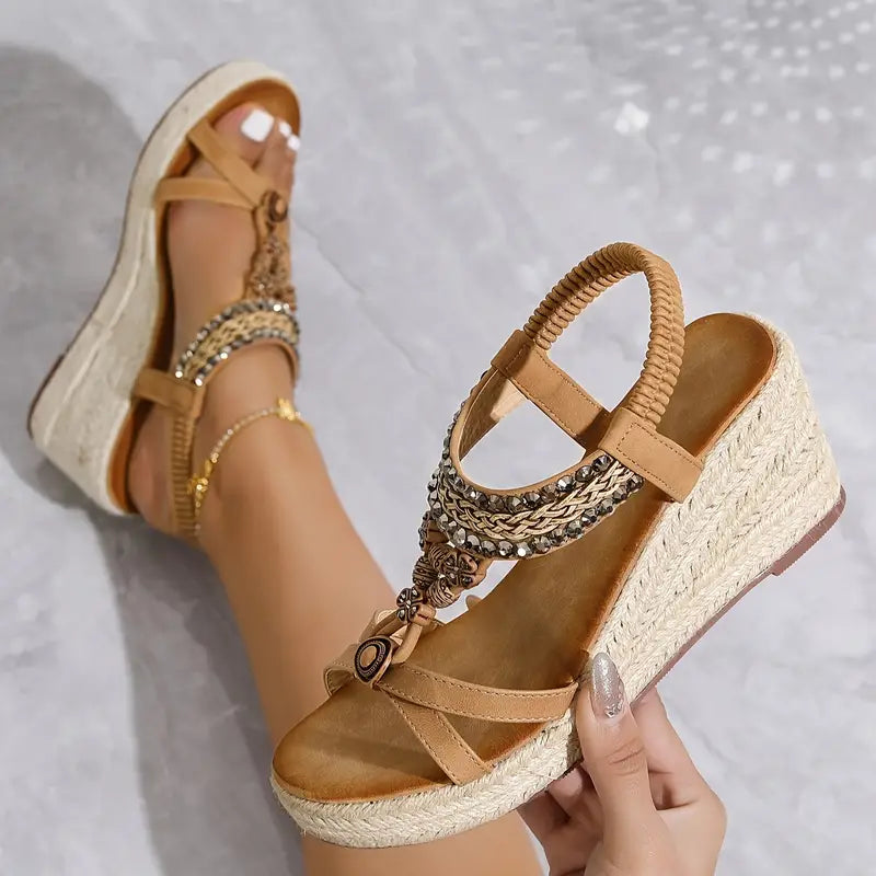 Dames Sandalen Sleehak met Strass Glitters
