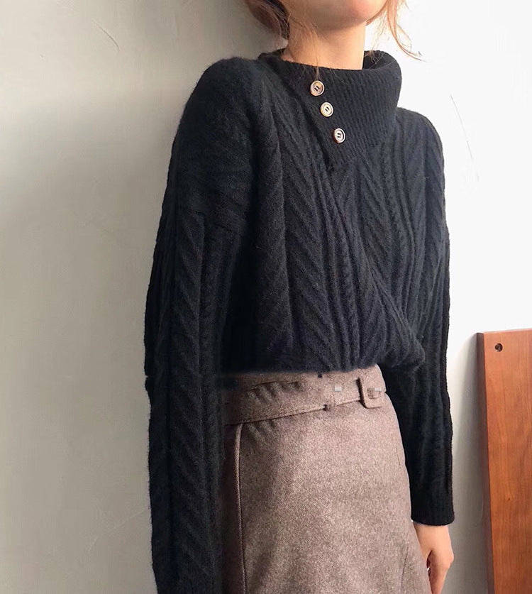 Dames Gebreide Trui met Kraag Detail Trendy Stijl
