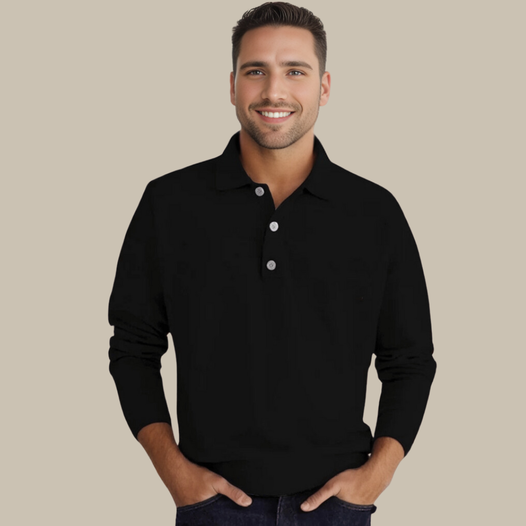 Heren Polo Trui Lange Mouwen Klassiek Design