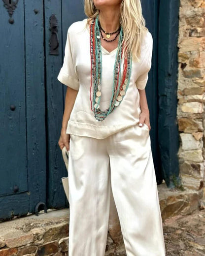 Comfortabele Zomerse Set Top en Broek voor Vrouw