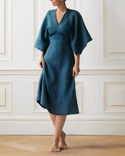 Elegante Linnen Jurk voor Vrouw Zomercollectie - Mode Vibes
