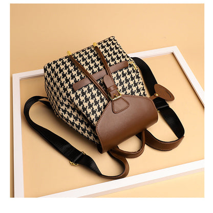 Dames Rugzak met Houndstooth Patroon Trendy en Veelzijdig