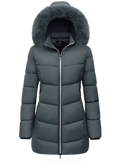 Warme Puffy Jas voor Vrouwen met Stijlvolle Details