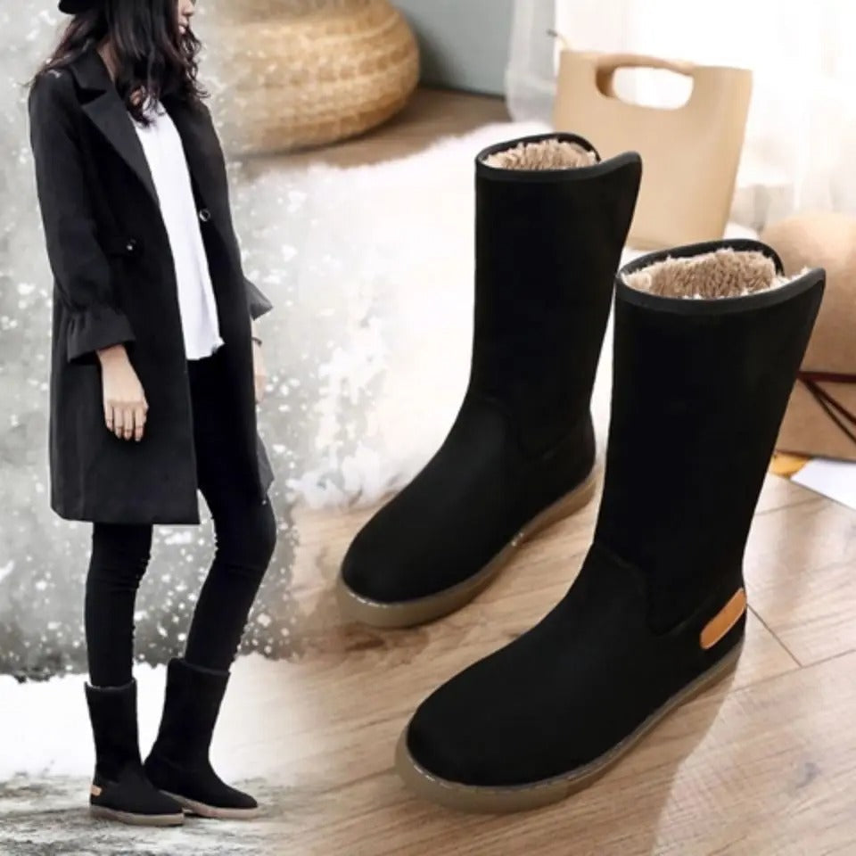 Dik fluweel zwart bont antislip windproof hoge laarzen