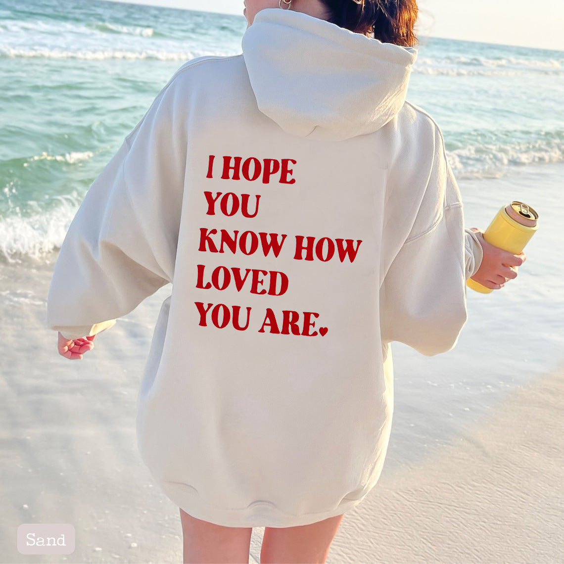 Dames Hoodie Self Love Text Print Zwart Trendy