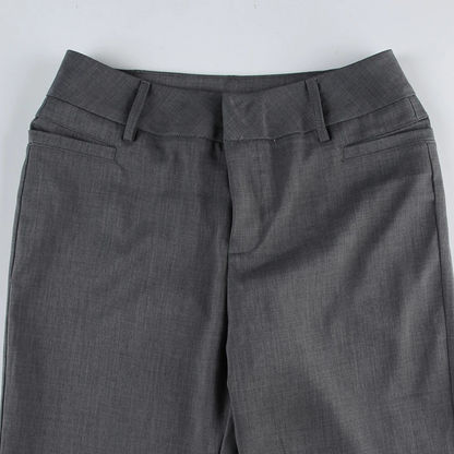 Elegante Broek met Hoge Taille en Uitlopende Pijpen