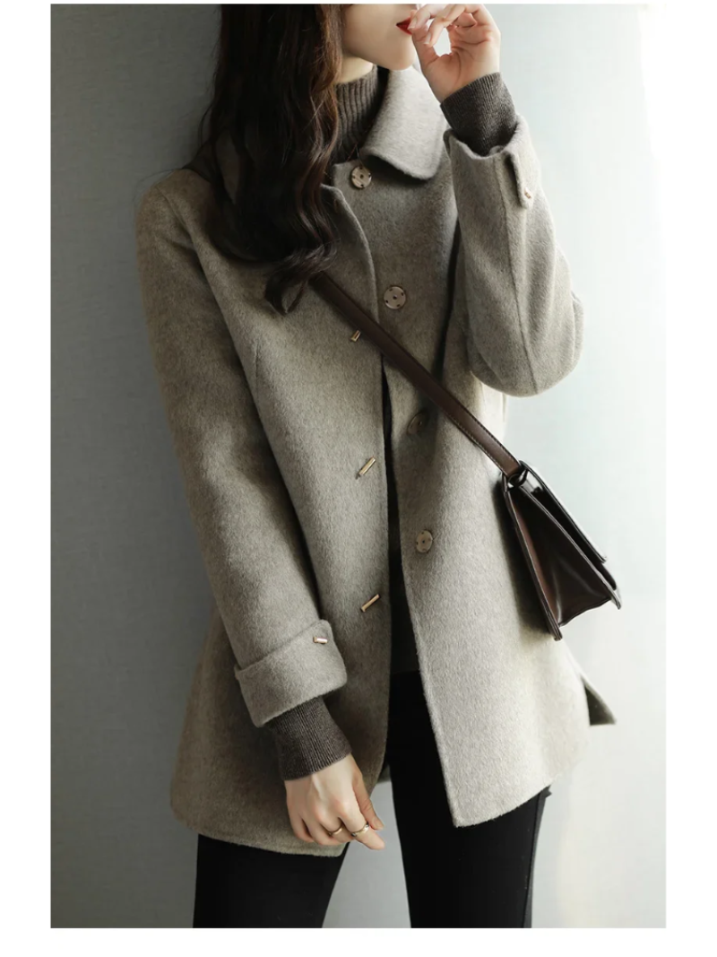 Dames Klassieke Petite Trenchcoat met Puntkraag – Ideaal voor Herfst en Winter
