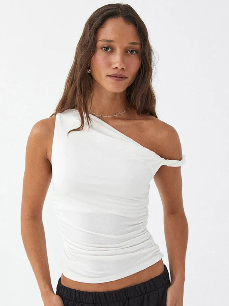 Vrouwelijke Off-shoulder Top met Elegant Design - Mode Vibes