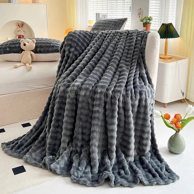 Zachte Fleece Deken met Bubbeltextuur Warm en Plush