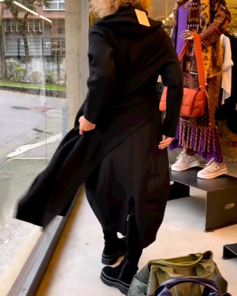 Zwarte Midi Jurk Klassiek Elegante Stijl
