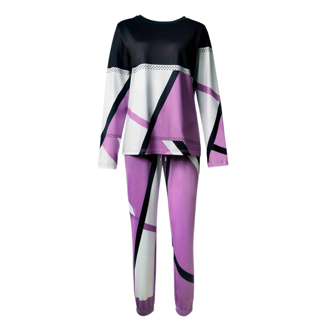 2-delig Set Lange Broek en O-hals Top voor Vrouw