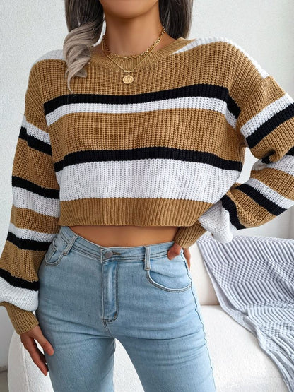 Dames Crop Trui Gestreept Kort Model