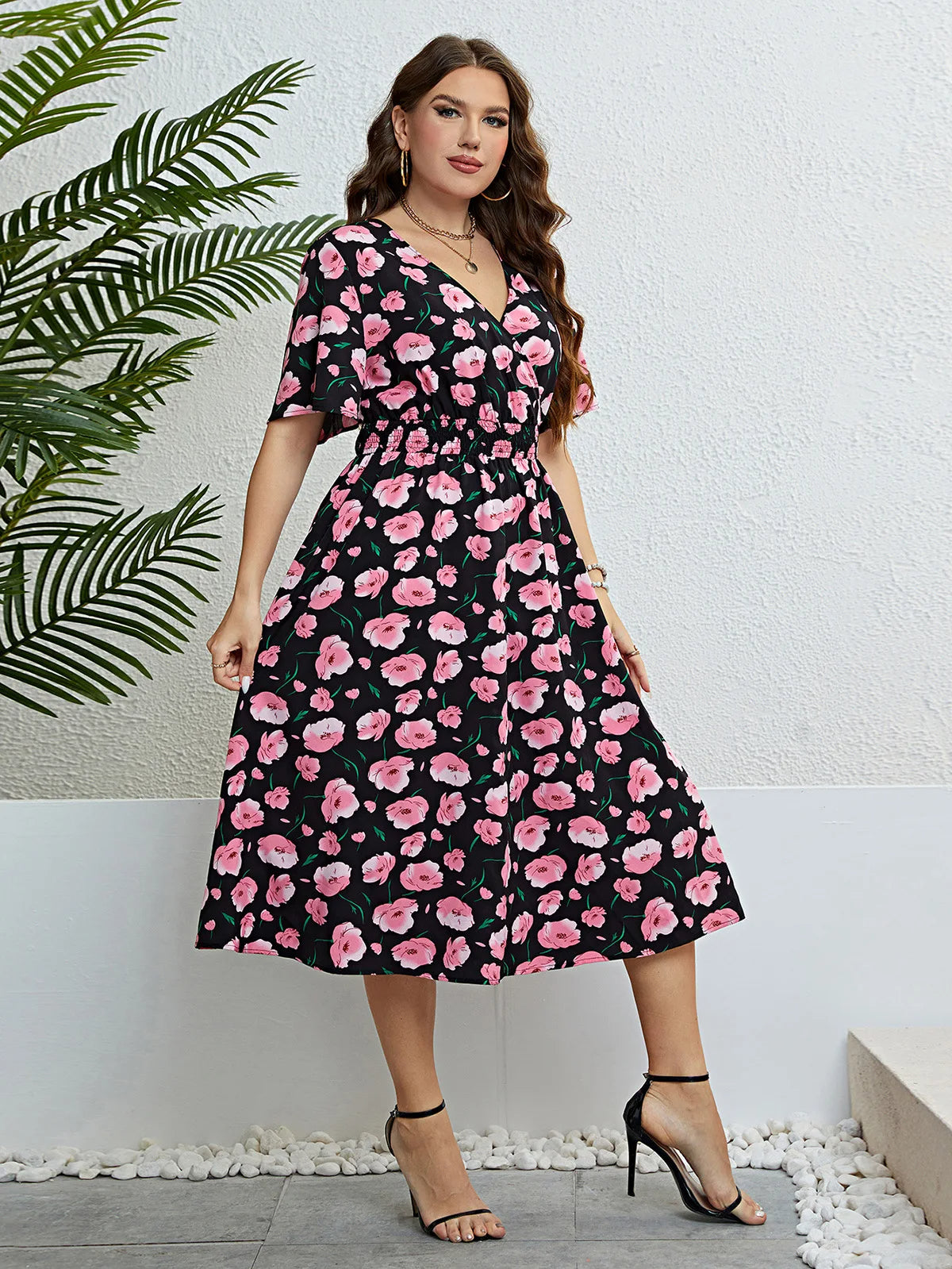 Plus-Size Zomerjurk Vrolijke Floral Print