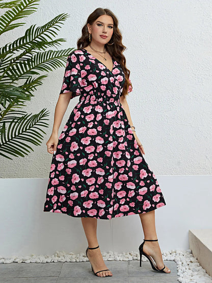Plus-Size Zomerjurk Vrolijke Floral Print