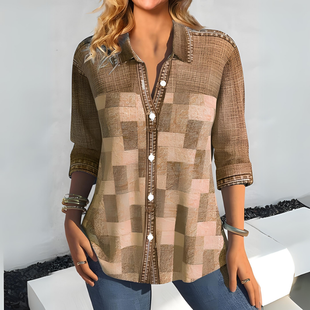 Chique Knoopblouse Luchtige Textuur Elegante Vrouwelijke Stijl - Mode Vibes
