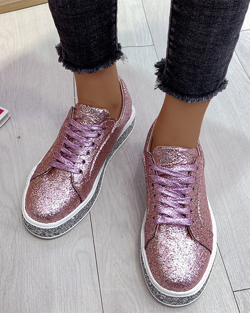 Glitter Dames Sneakers Plateau Sienna Stijlvol