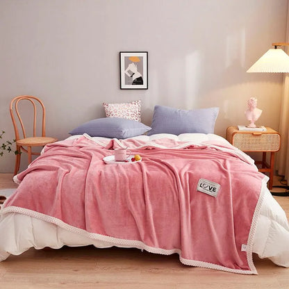 Zachte Fleece Deken Roze Warm voor Bank en Bed