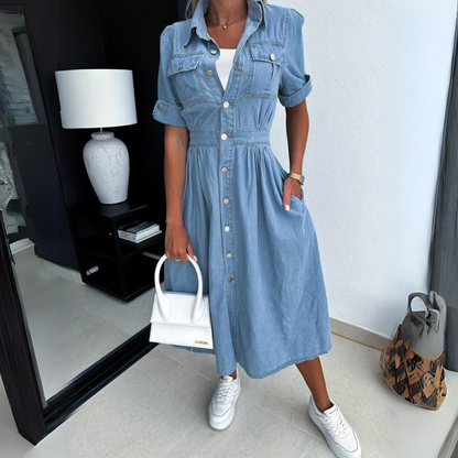 TrendLuxe Denim Jurk voor Stijlvolle Vrouwen
