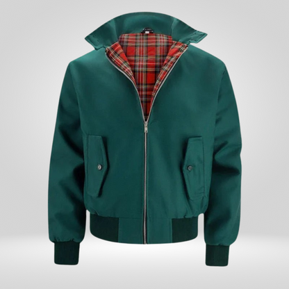 Heren Jas Retro Model met Tartan Voering en Ritssluiting