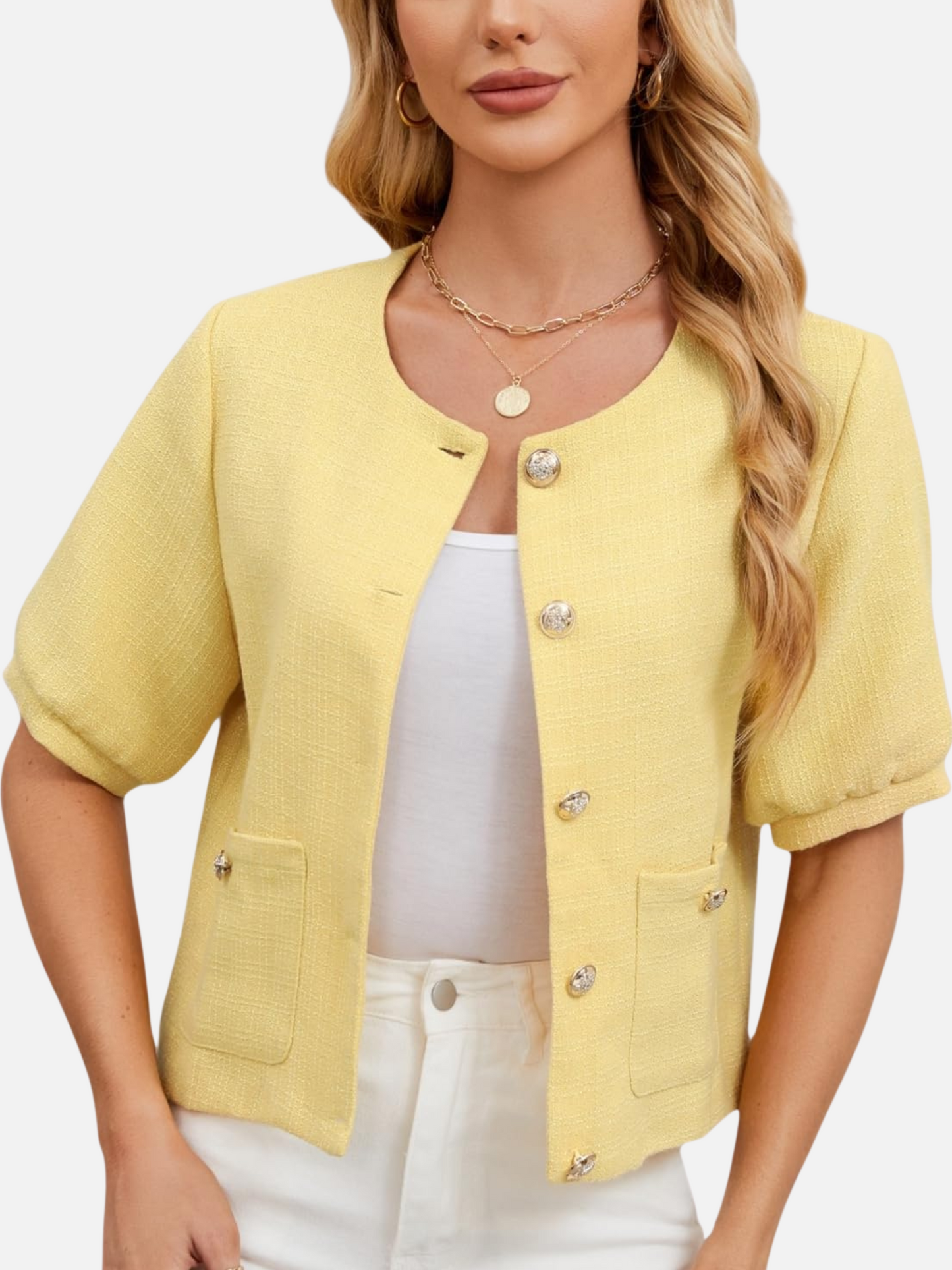 Dames Cropped Jasje Tweed Elegant