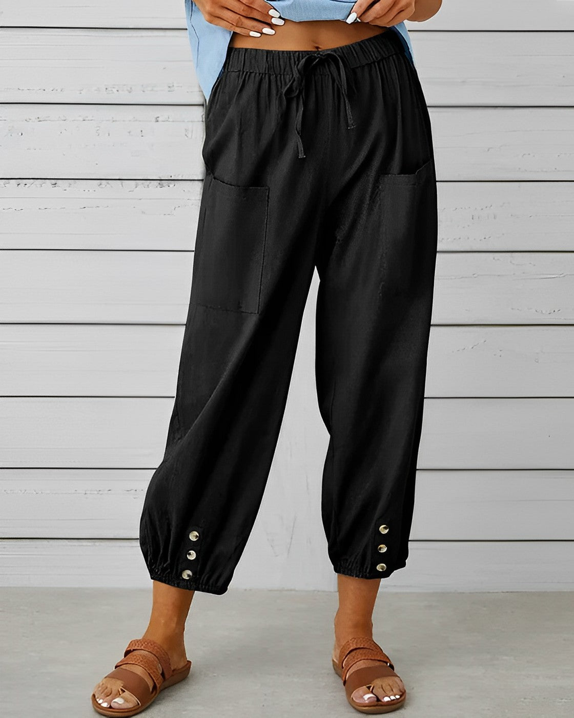 Wijde Hoge Taille Broek Comfortabel Zwart