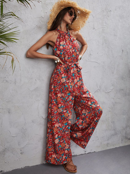 Halter Jumpsuit Gebloemd Zomerjurk Vrouw