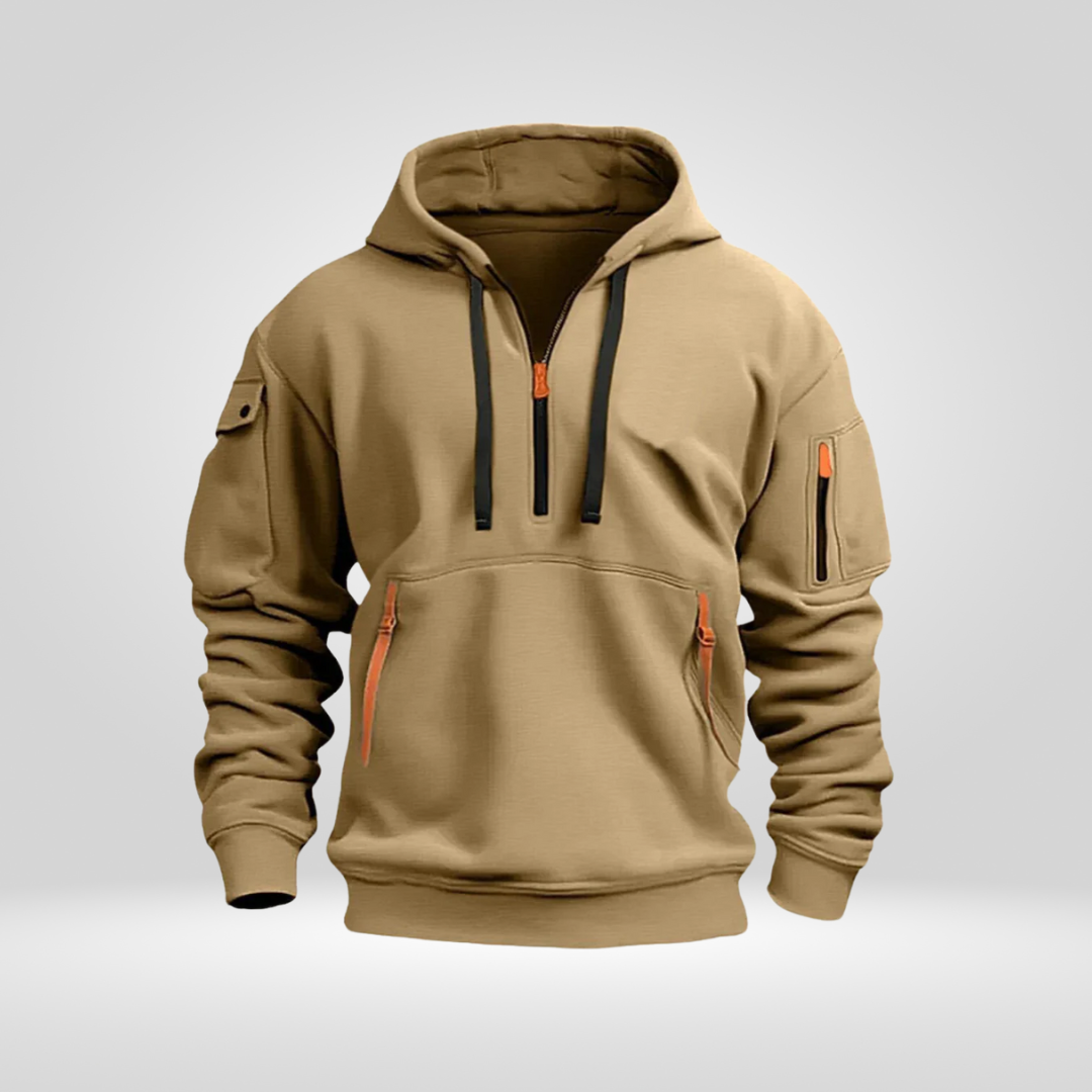Heren Hoodie Half Zip – Comfortabele Jogging Trui met Zakken
