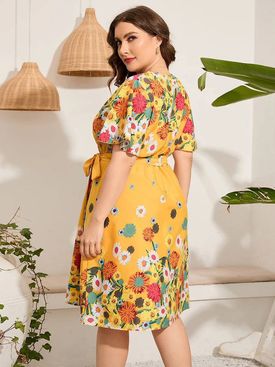 Midi-jurk voor Vrouw Zomer Trendy Korte Mouw