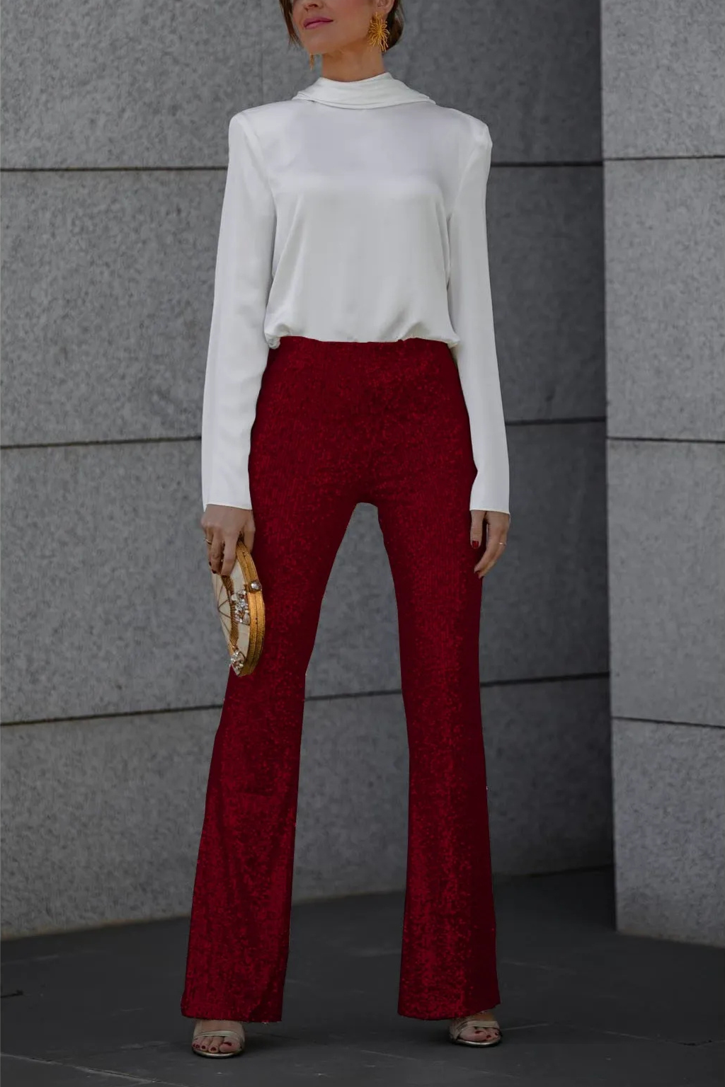 Vrouwelijke Flared Broek Glitter Pailletten Feestkleding