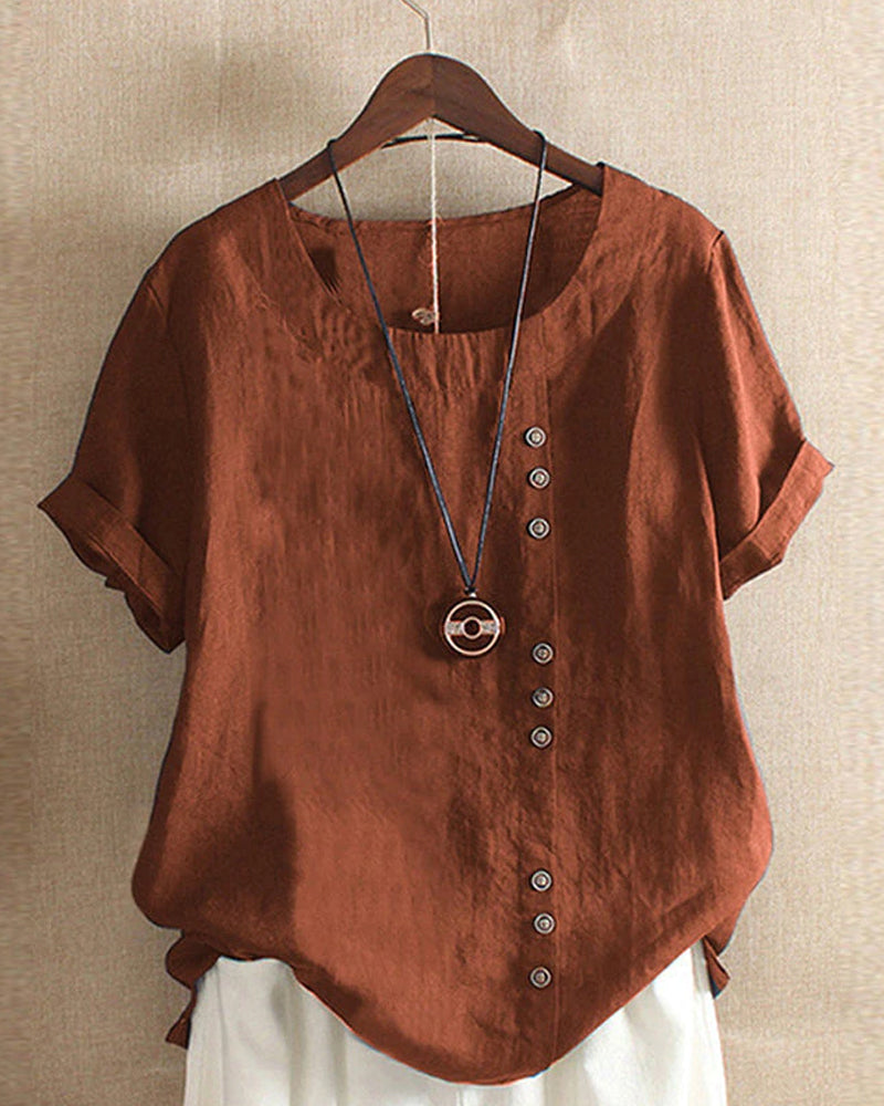 Olivia | Cirkel Hals Korte Mouwen Blouse