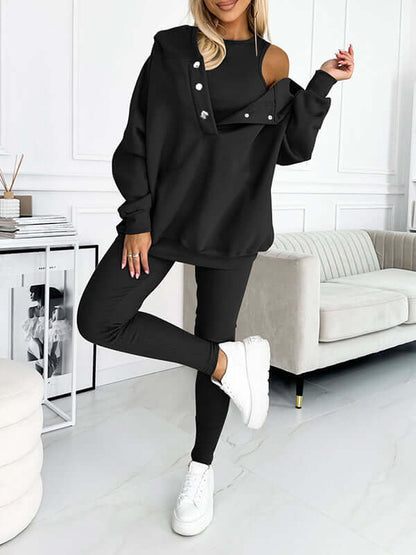 Dames Hoodieset met Fleece – Comfortabele Trui met Capuchon en Broek