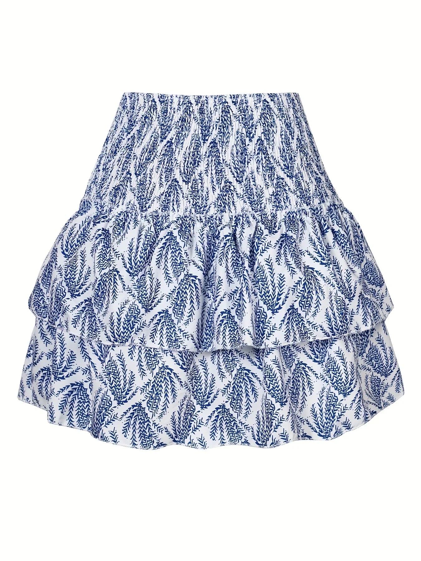 Modieuse Rok met Geplooide Taille en Gelaagde Zoom