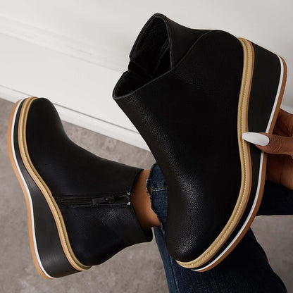 Elvora – Dames Enkelboots met Plateauzool en Rits
