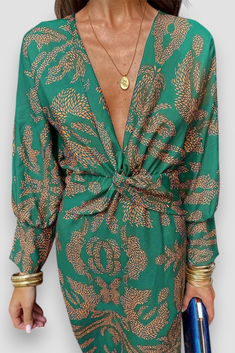 Midi-Jurk Bloemenpatroon Elegante Stijl