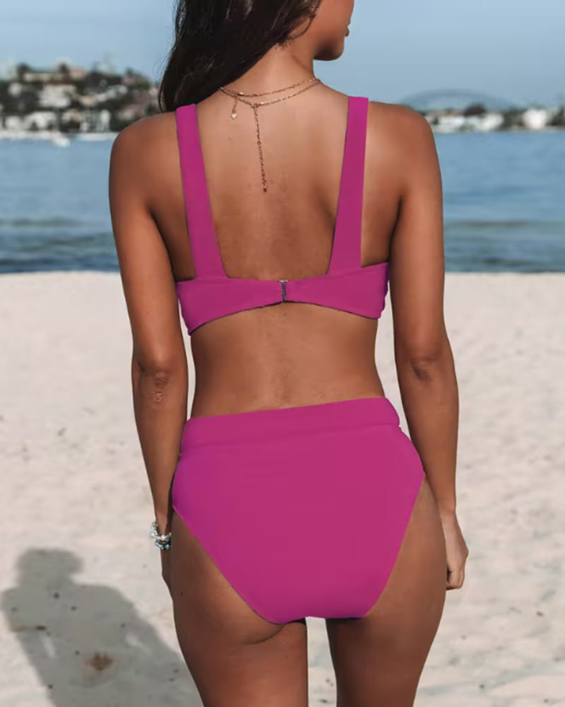 Dames Badpak Hoge Taille Effen